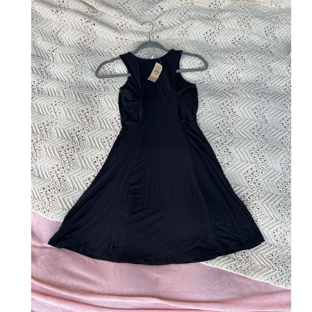NWT XXS American Eagle A-Line Dress Stretchy Black Cut Out Skater Goth Alt Vamp